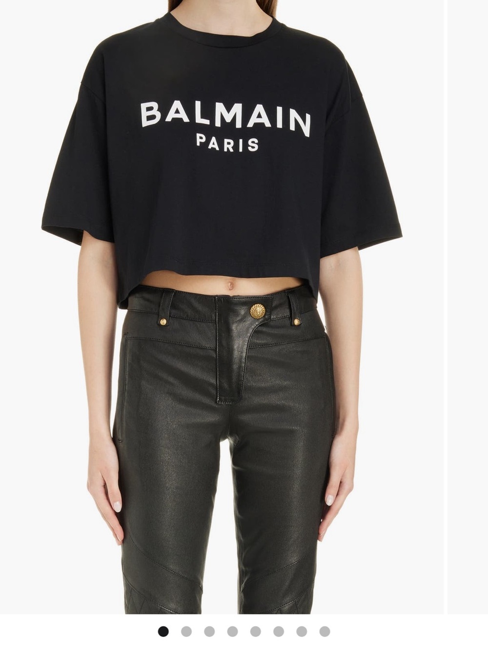 Balmain Black High-Rise Leather Jeans with Gold-Tone Buttons